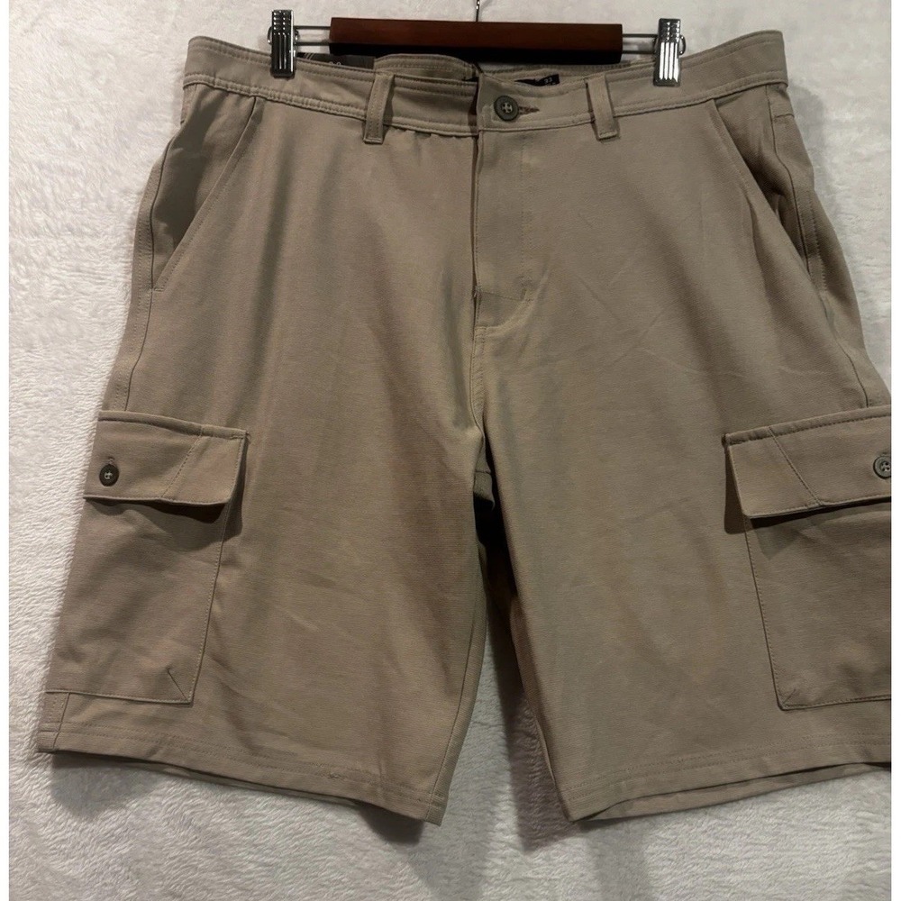 NEW Burnside Shorts Men's 33 Cargo Khaki Lightweight UV  Stretch Inseam 11"